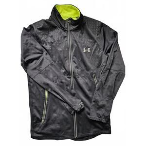 Under Armour Black and Neon Yellow Full Zip Men Athletic Jacket Size Small
